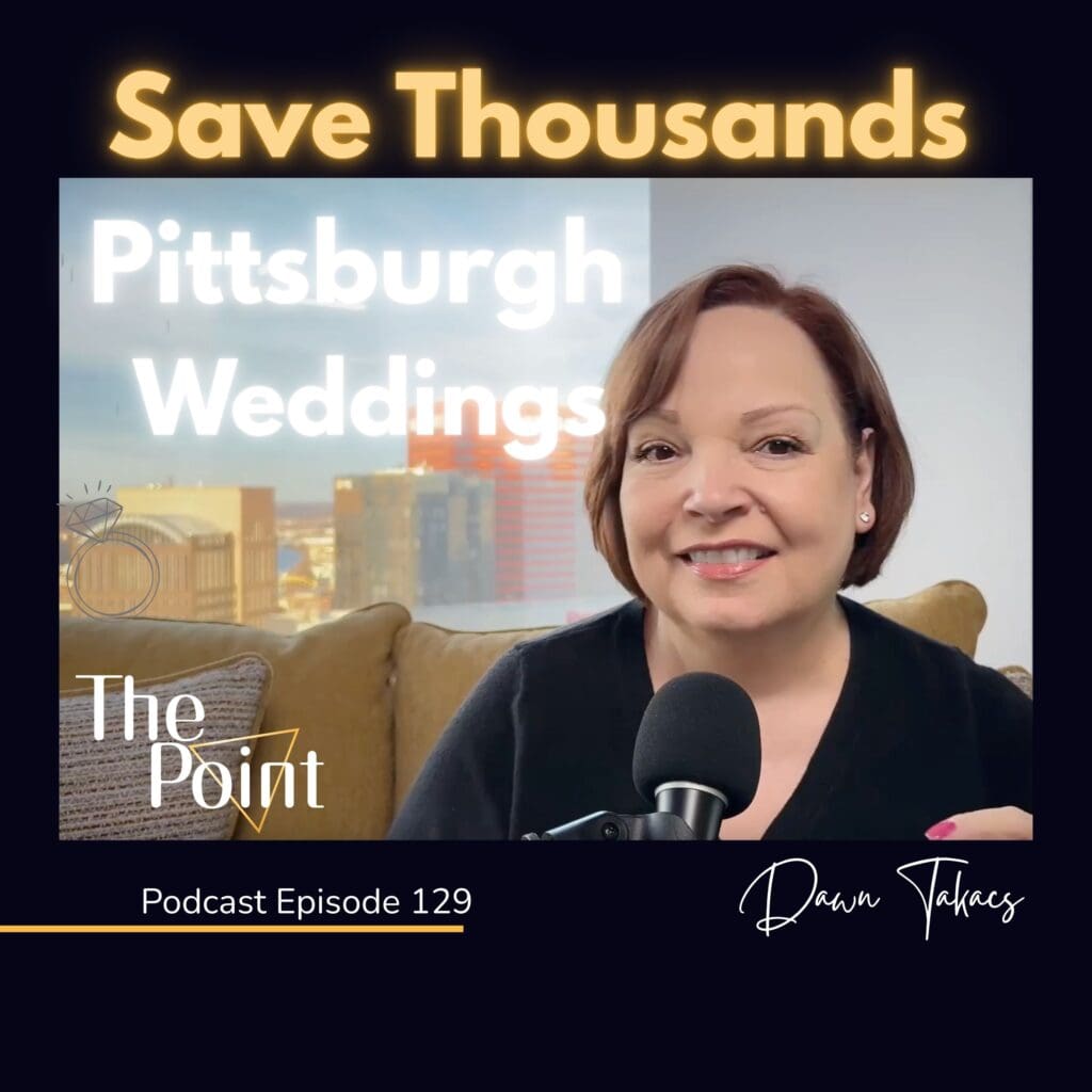 Podcast host Dawn Takacs sharing Pittsburgh wedding tips on how to save money