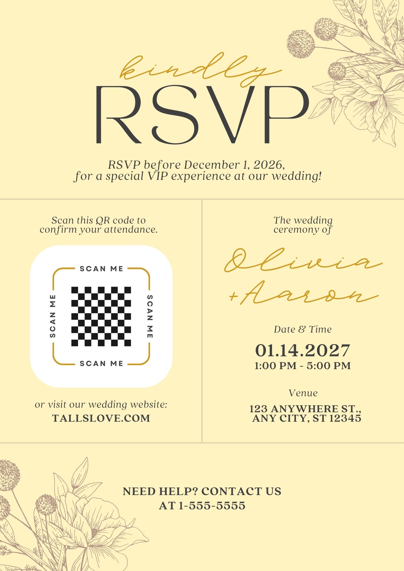 VIP wedding RSVP card encouraging guests to respond by a specific date for a special experience
